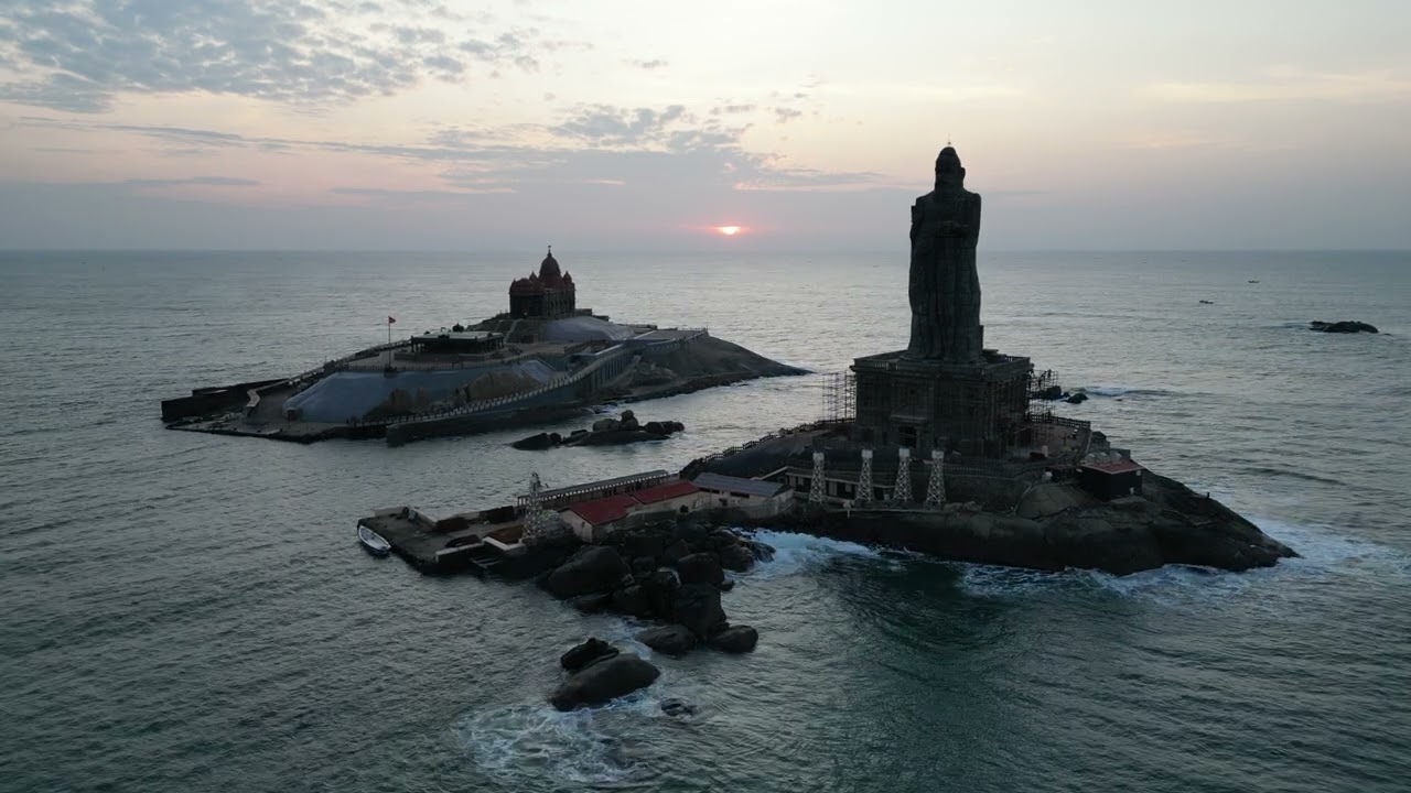 Vivekananda Statue - KanyaKumari Temple -Drone Eye