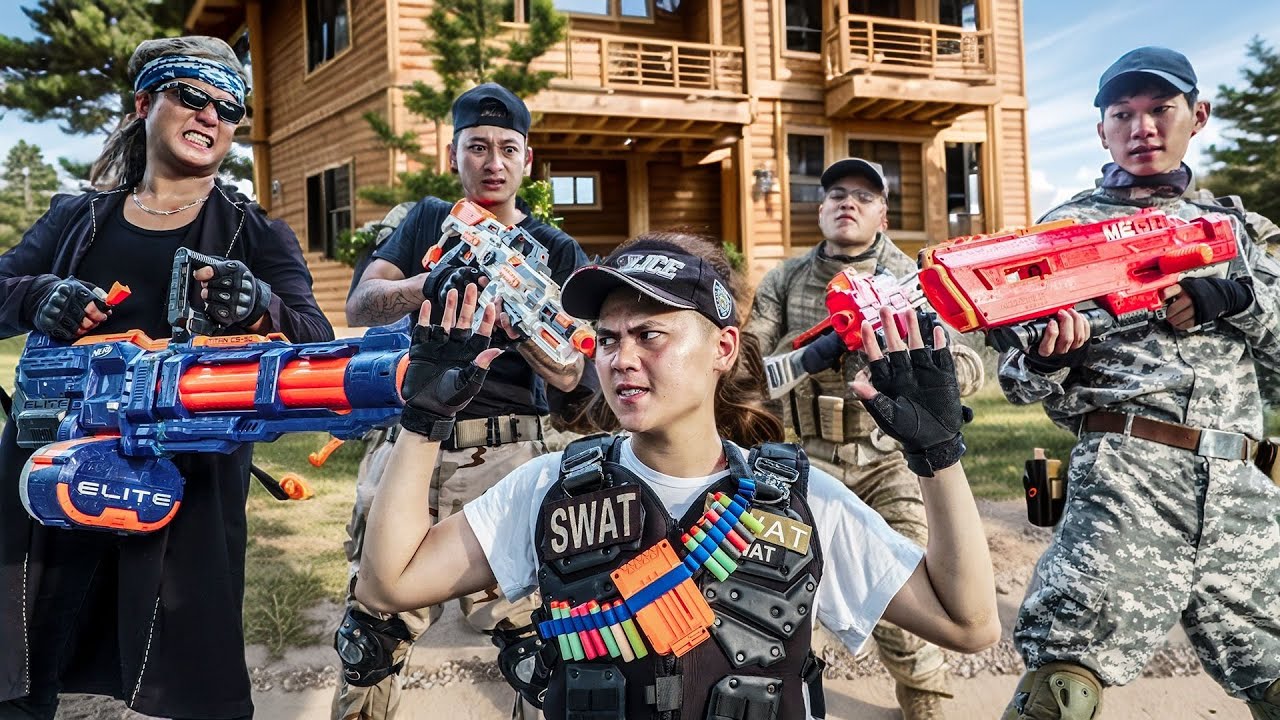 LTT Nerf War: Миссия снайпера SEAL X против босса мафии в перестрелке с использованием бластеров ...
