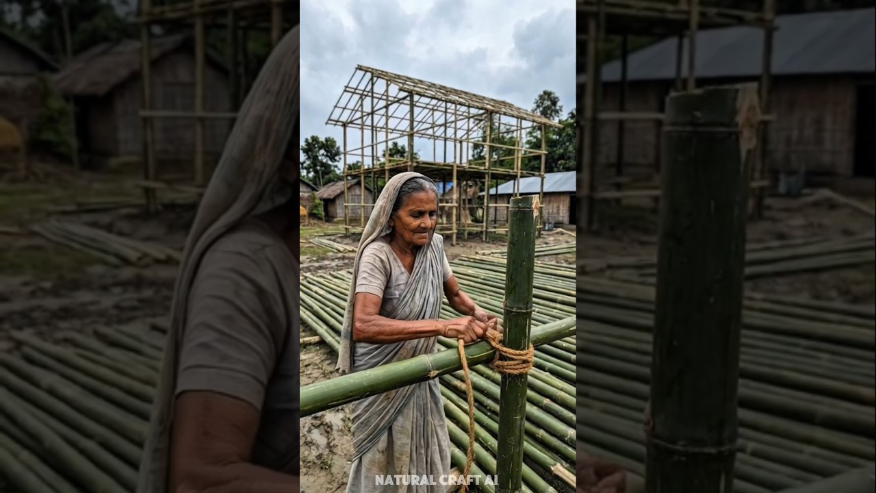 Grandma built a new luxury Bamboo House with her hard work and art 