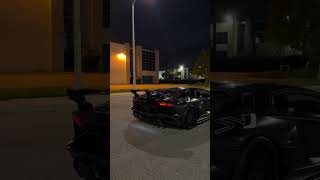 V12 Flames 🔥 Aventador SVJ 🇮🇹🖤 #automobile #cartok #motivation #race #fun