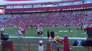 Sights and sounds: Freshman quarterback Dylan Raiola leads team onto Memorial Stadium's field