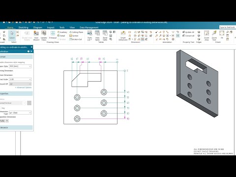 Solid Edge Tutorial | How to Add Dimension to Existing Coordinate Dimensions group