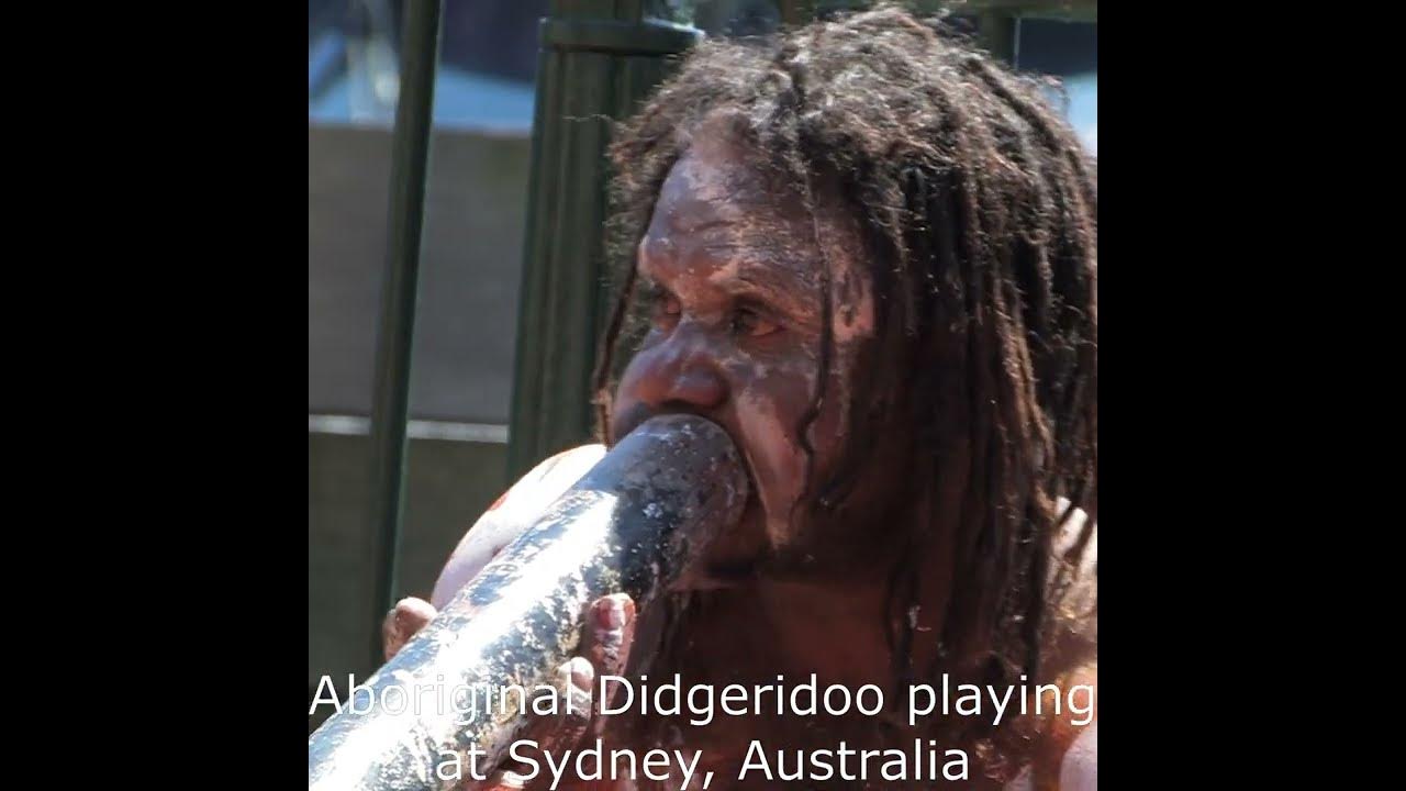 Aboriginal Didgeridoo playing at Sydney, Australia