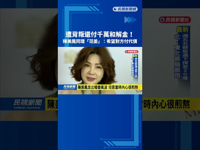 遭背叛還付千萬和解金！　陳美鳳同理「范姜」：希望對方付代價－民視新聞
