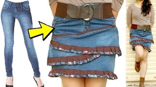 Turn your old Jeans into Skirt | Ruffle Skirt from Old Jeans