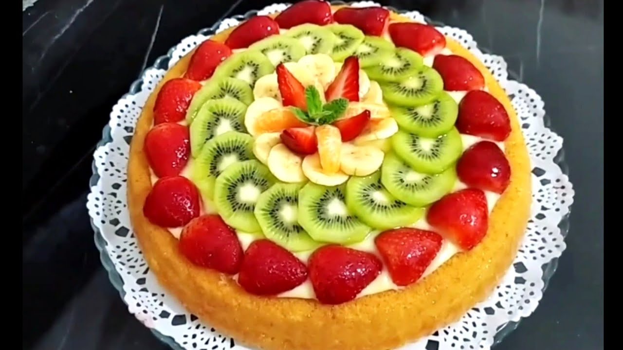 #كيكة المول العجيب بكريمة البتسيير والفواكه لذيذة ومنعشة سهلة وسريعة التحضير🍓🥝🍊🍌 Tarte aux fruits#