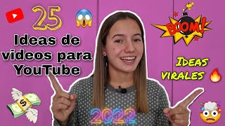 25 ideas para videos de youtube 2022  Laila Rivera