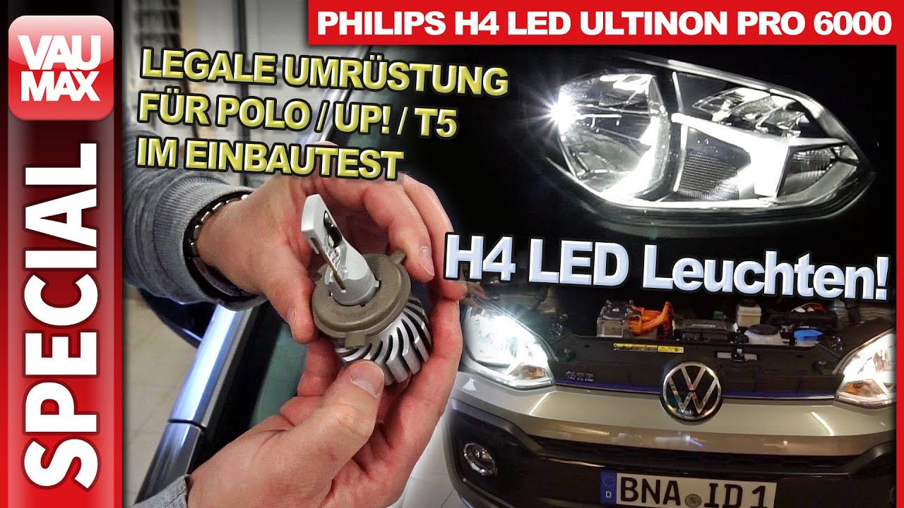 H4 LED PHILIPS 2x Auto-Lampe Ultinon Pro6000 12V Scheinwerfer Glühlampe  Birne passend für Mercedes W201 190E mit ABE!