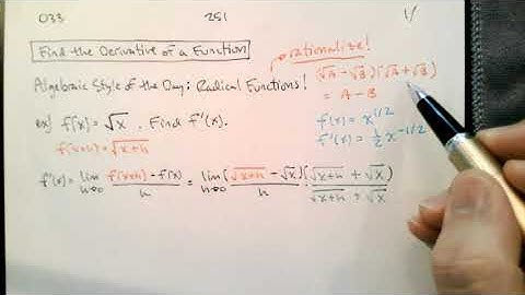 251.033.1 Finding the Derivative of a Function Part 3