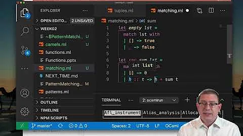 Pattern Matching with Lists | OCaml Programming | Chapter 3 Video 8