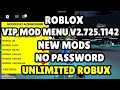 Roblox Mod Menu v2.725.1142 | Unlimited Robux, Unlimited Jump, Fly, WallHack, Chams, Speed, More...