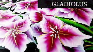 Beautiful gladiolus flower painting step by step acrylic painting on canvas for beginners