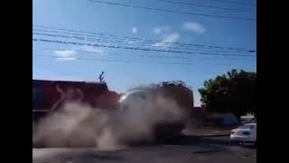 Ferromex Train Hits Drags Truck In Mexico