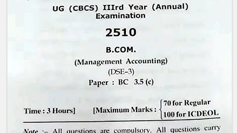 HPU Management Accounting question paper 2020-21 | B.Com final year question paper