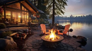 Peaceful Lakeside Fireplace Ambiance: Crackling Fire for Inner Peace and Deep Relaxation