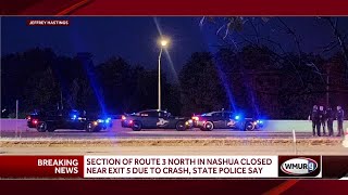 Section of Route 3 North in Nashua closed due to crash