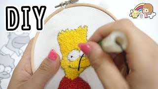 【DIY】How to Punch Needle: Easy Punch SIMPSON Emblem by DIY Stitching.【こうじょうちょー】