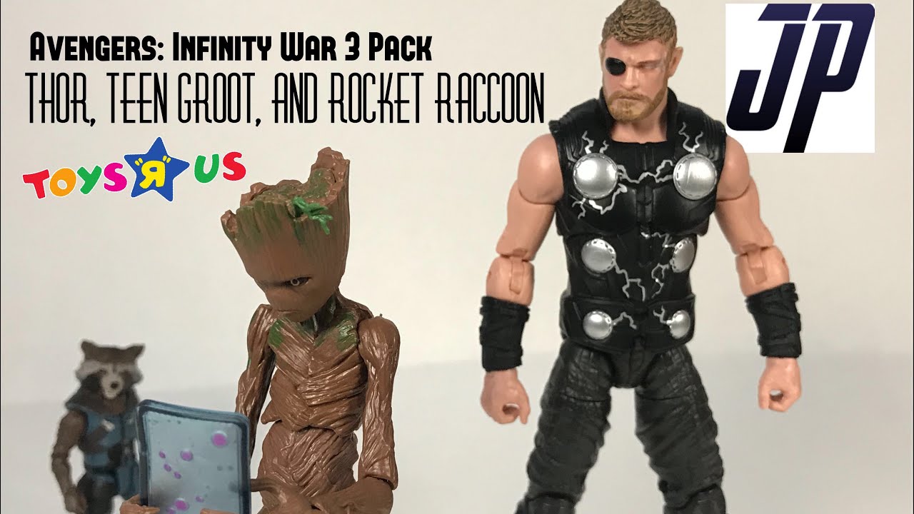 Marvel Avengers Infinity War Thor Groot & Rocket Exclusive Action Figure  3-Pack 