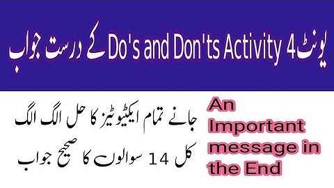 Easte Training unit 4 dos and don