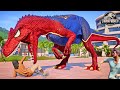 Iron suit spidey allosaurus vs carnage captain america  shehulk dino battle in jurassic world