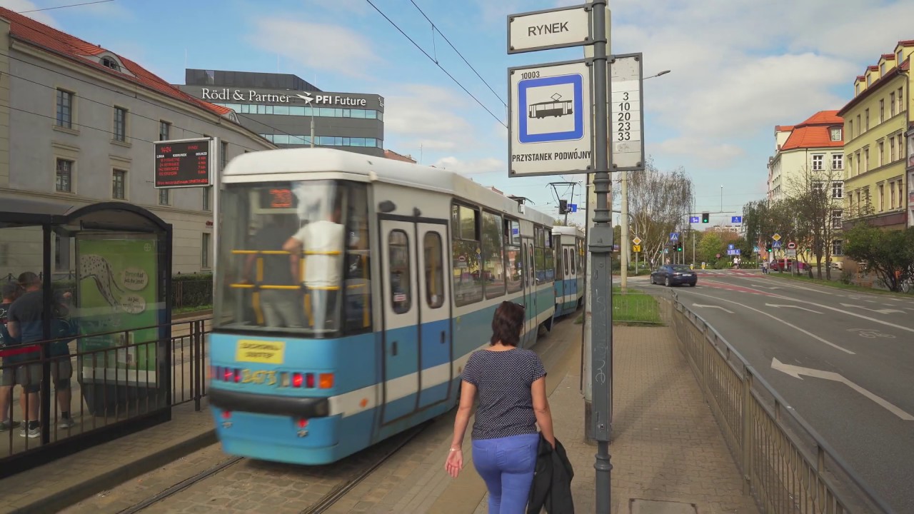 Poland, Wrocław, tram 20 ride from Zaolziańska to Rynek