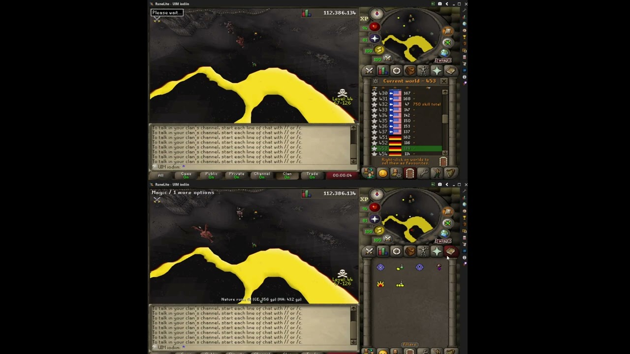 Continuous-Hop Telegrab Single Four-Spawn Nature Runes | F2P UIM Skilling Reference