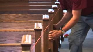 http://www.newhollandwood.com/ New Holland Church Furniture pew installation process.