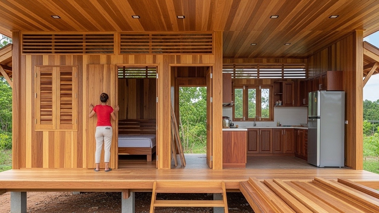 Extraordinary courage: the talented woman built a villa in the forest without any help