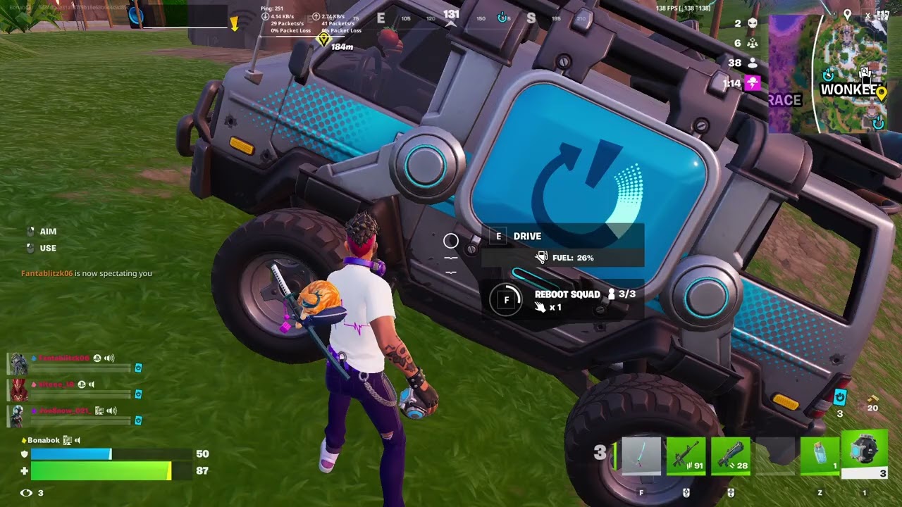 Fortnite Bonabok C7S1, Squad with Pro Couple and Kite, enjoying lock on AR with a squad mode, PRRRRR