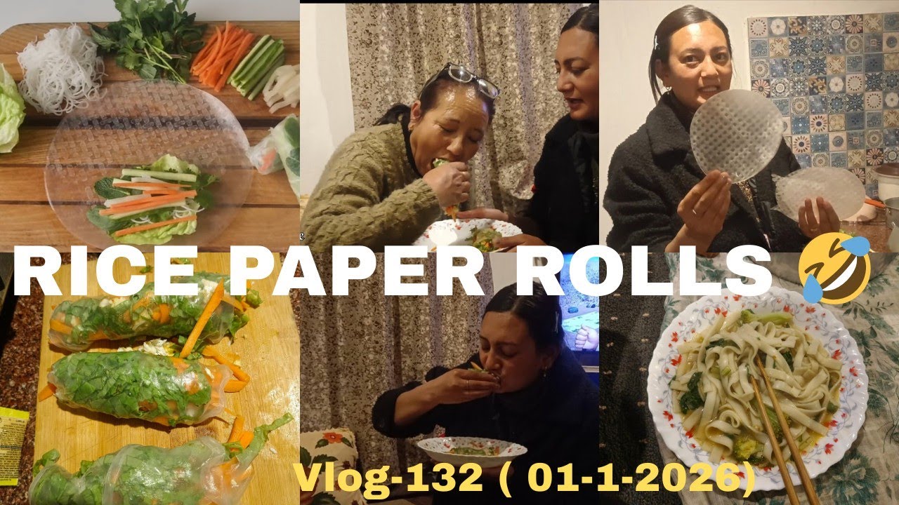 First Time Making Rice Paper Rolls🌯😅|| Vlog-132 ☝️