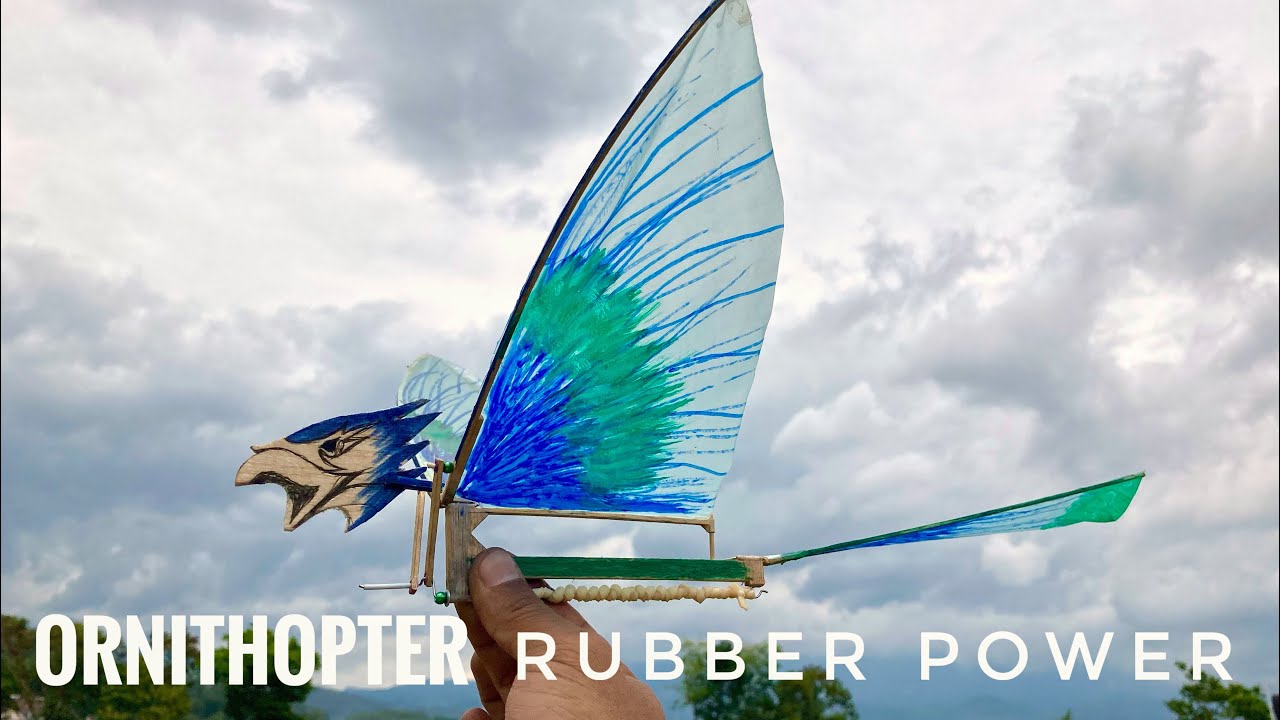 FLYING BIRD ORNITHOPTER Rubber Power eagle ornithopter mechanism YouTube