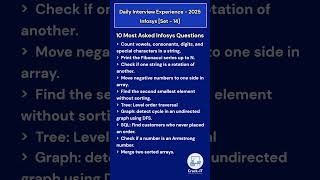 Top Infosys Interview Questions 2025 (Freshers + Experienced) - Set 14 #ytshorts #shorts