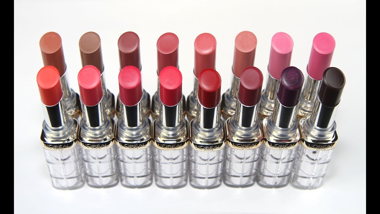 L'Oreal Colour Riche Shine Lipsticks: LIP SWATCHES & Review - YouTube