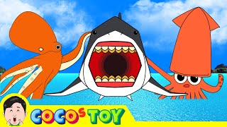 19minㅣIf a giant octopus and a giant squid fight, who will win? 1~2ㅣsea animals for kidsㅣCoCosToy