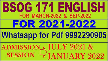 BSOG 171 Solved Assignment 2021-22 in English Pdf @20rs 9992290905.