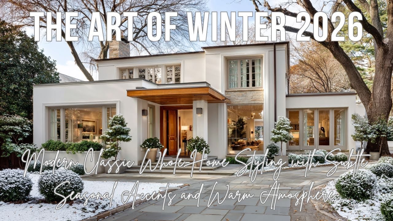 Искусство зимы 2026: современный классический стиль оформления всего дома с ненавязчивыми сезонны...