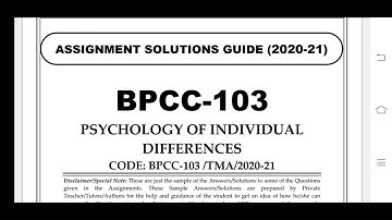 BPCC 103 Ignou Solved Assignment 2020-21