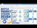 Water Bottle Label Design In Ms Word Hindi Tutorial || Product Lebel Sticker Design in Ms Word