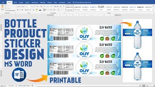 Water Bottle Label Design In Ms Word Hindi Tutorial || Product Lebel Sticker Design in Ms Word screenshot 5