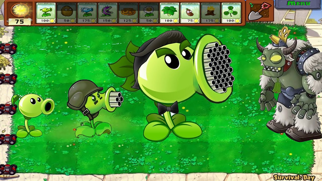PVZ HACK | Plants Vs Zombies | 999 Gatling Pea Vs Dr Zomboss All ...