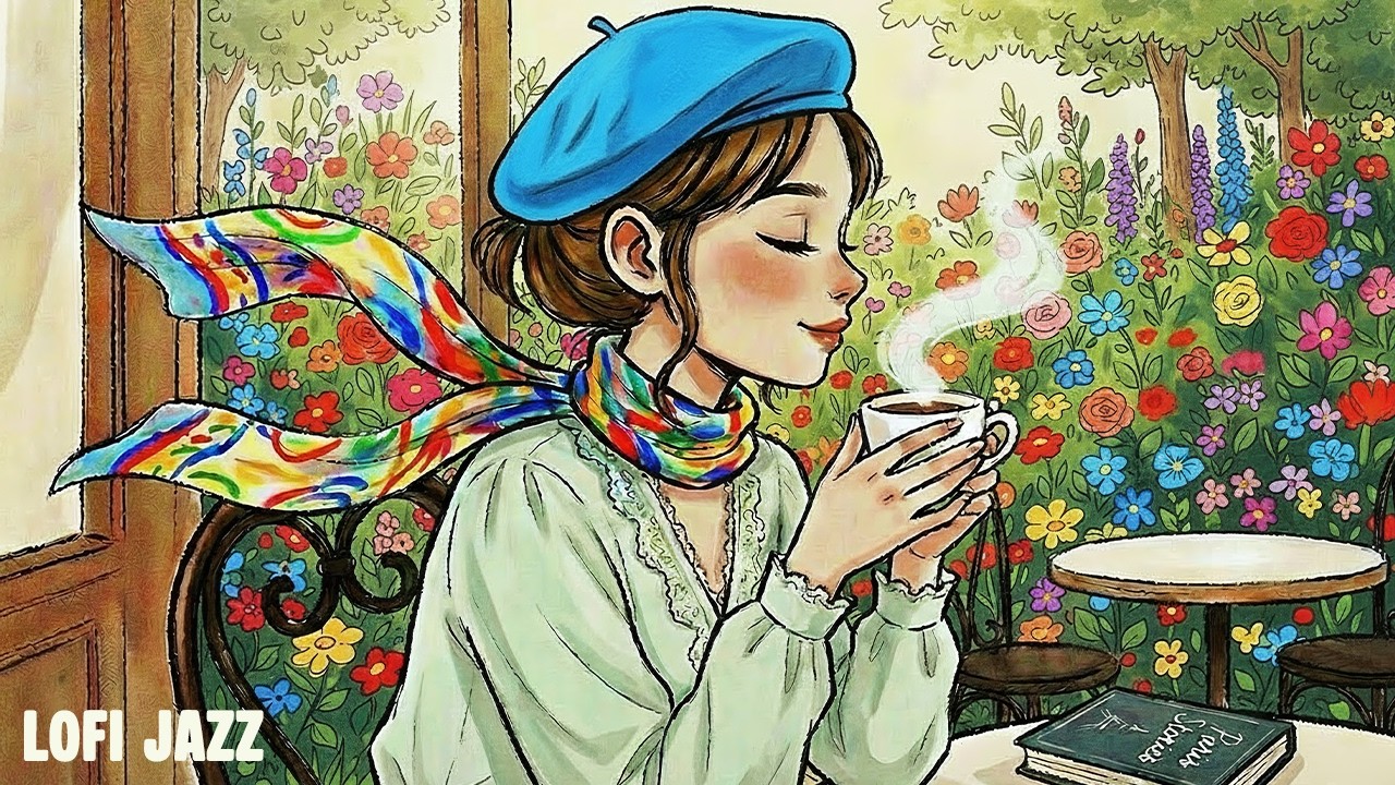 Blooming Paris Café 🌸 French Vintage Jazz Paris Café