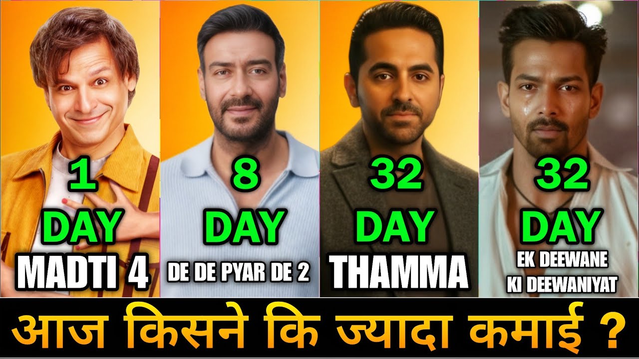 Masti 4 Box Office Collection Day 1, De De Pyar De 2 Box Office Collection, Thamma vs Deewaniyat
