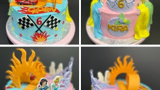 Twins Boy And Girl Birthday Cake Half And Half Cake Tutorial Princesses And Hot Wheels Theme Youtube