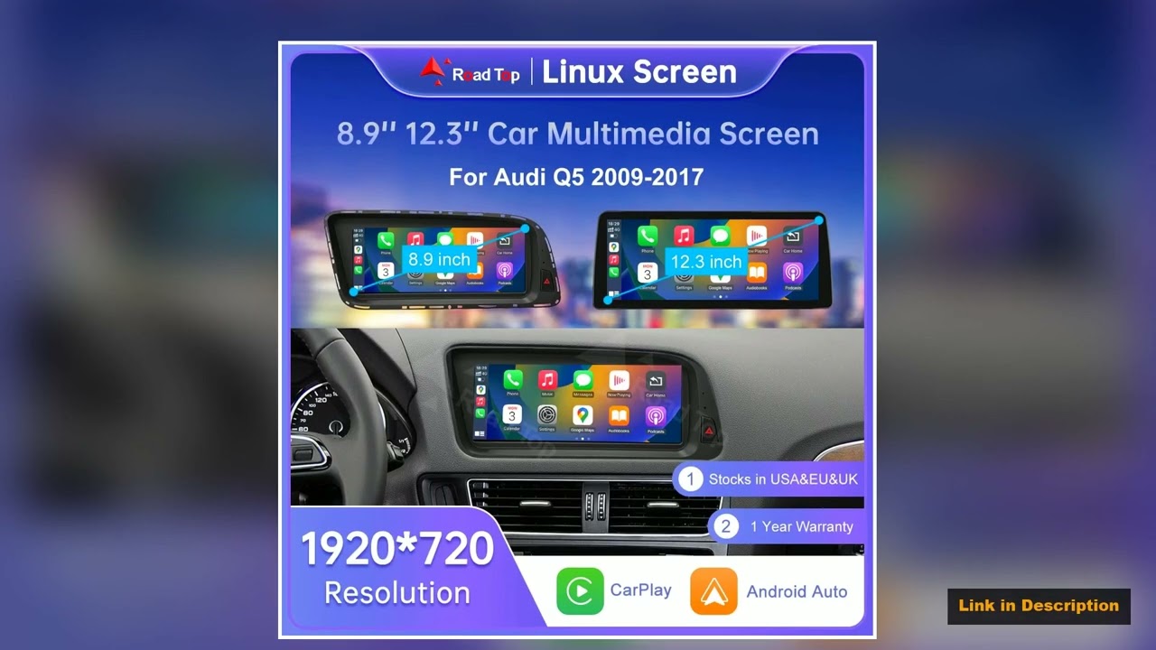 88123 Linux Car Radio Multimedia Screen For Audi Q5 20092017 with Wireless CarPlay Android Auto