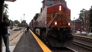 BNSF #5482 Stack train At Harlem Station with a Santa Fe #785 5:00 PM