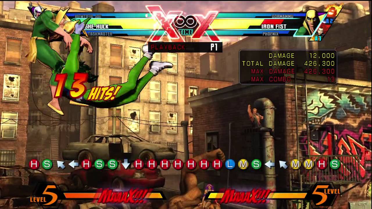 Ultimate MvC3: She-Hulk Midscreen Combo