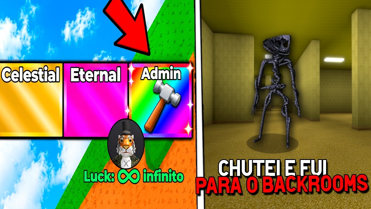 DESBLOQUEEI UMA NOVA AREA ADMIN e FUI PARAR NO BACKROOMS CHUTANDO A LUCKY BLOCK! 😱