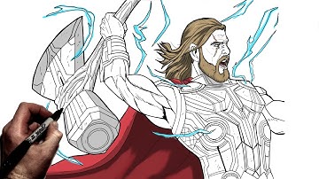 How To Draw Thor (Love And Thunder) | Step By Step | Marvel