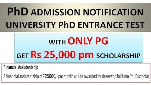 With Only PG Get Rs 25,000 pm Fellowship | PhD Admission Notification in University | UGC NET Exempt