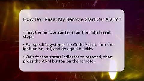 How Do I Reset My Remote Start Car Alarm? - Talking Tech Trends